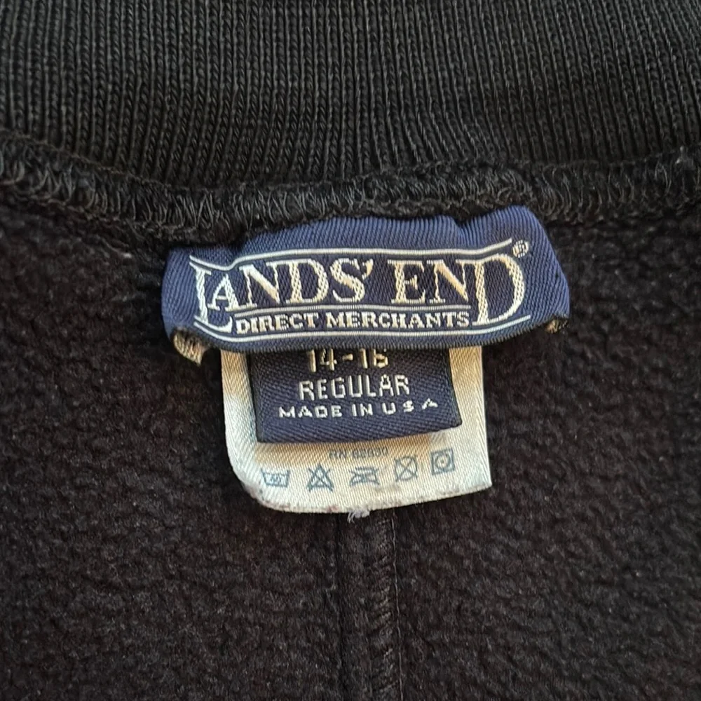Lands' End Women’s Size L 14-16 Black Fleece Pajama Pants Soft Sleep Made in USA